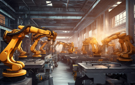 factory workshop interior and machinesの素材