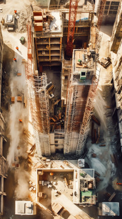 Bangkok, Thailand, May 2023: top view of a construction siteの素材