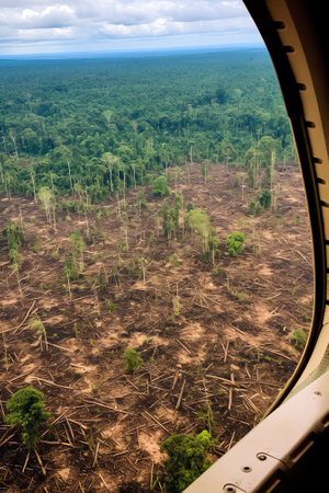 Deforestation environmental problem, rain forest destroyed for oil palm plantationsの素材