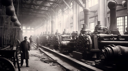 The old assembly line in factoryの素材