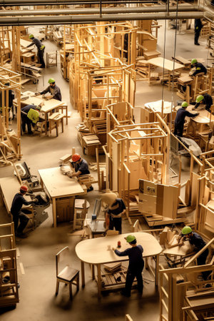 Furniture production from a natural tree. Production of chairs at the factory.の素材