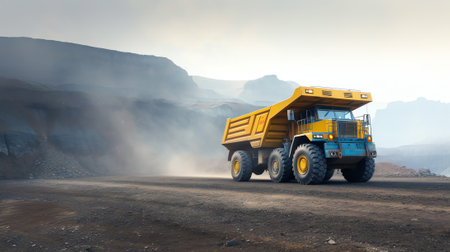 Bright yellow bulldozer on a gray plateau. Summer in 2016 Icelandの素材