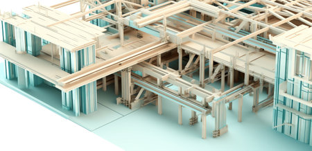 construction site building with cement material structureの素材