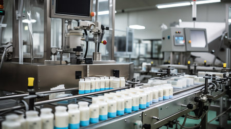 Automatic machine for filling tubes. Modern equipment for the production of cosmetics.の素材