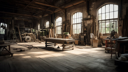 an old empty desolate dirty locksmith workshopの素材