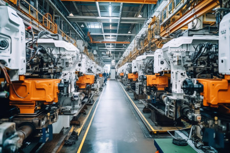 Steel bracket assembly line in a large factoryの素材
