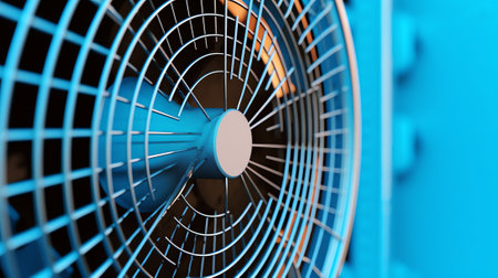 Electric air heater on the floor close up background.の素材