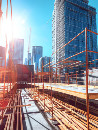 empty construction site on a sunny afternoonの素材