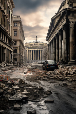 berlin, 2019, may, 14, rubble and stones after the demolition of a former department store in Berlin Pankowの素材