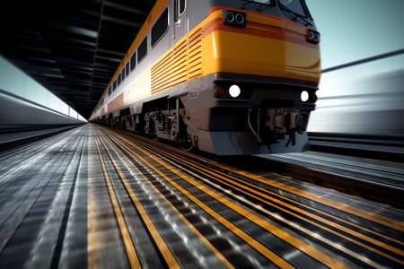 Composition moving through a railroad crossing at high speed.の素材