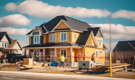 New home construction site, framing.の素材