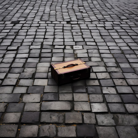 Wooden pallet on ground. lost and emptyの素材