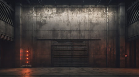 Large warehouse door illuminate spotlightの素材