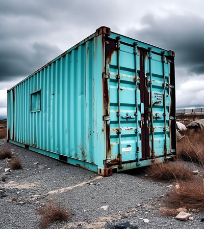 Rusty industrial container for nitric acid in abandoned factory.の素材