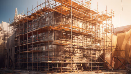 Abandoned formwork on a construction site. Constructionの素材