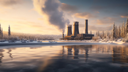 Sunrise on Baskunchak lake, Russia. Salt mining site and railwayの素材
