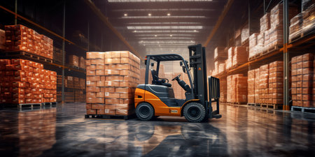 Forklift Pallets With Pavement Tiles Under Snow Construction Site Winter Problemsの素材