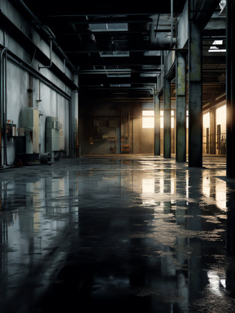 Empty floor in abandoned factory.の素材