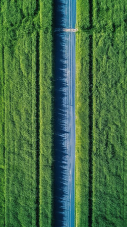 Aerial view of agricultural soil groove, land spot field preparing for cultivation in farmland at countrysideの素材