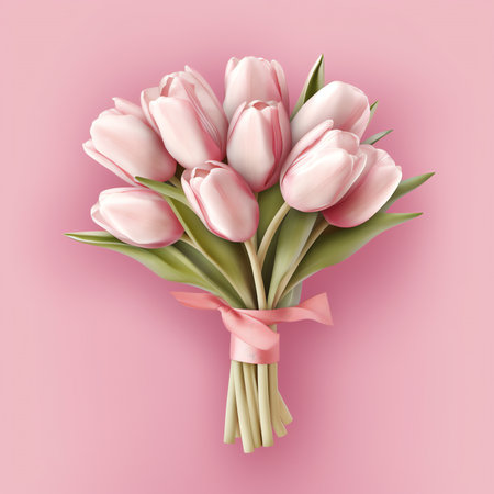 Generative AI : 8 March greeting card mothers day International Womens Day congratulate Holiday background celebration concept Pink hyacinth bouquet and 8 number on pink backgroundの素材