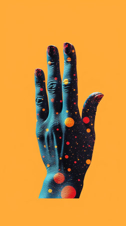 Generative AI : A hand that gives hope A metaphor for help and charity Contemporary art collageの素材