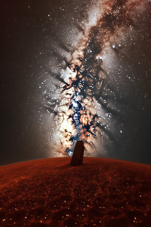 Generative AI : A picture of the milkyway galaxy Processed by stacking multiple exposure into one picture Contain noiseの素材