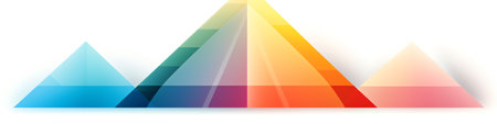 Generative AI : A prism dispersing sunlight splitting into a spectrum on a white backgroundの素材