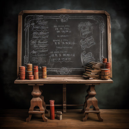 Generative AI : A washed school or university blackboardの素材