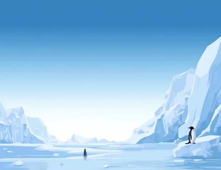 Generative AI : Adelie penguins walk on pack ice in active sound near the weddell sea in antarcticaの素材