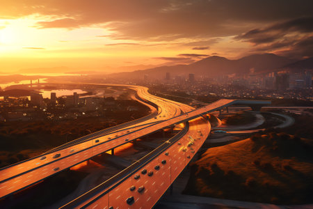 Generative AI : Aerial footage of the MumbaiPune Expressway near Pune India The Expressway is officially called the Yashvantrao Chavan Expresswayの素材