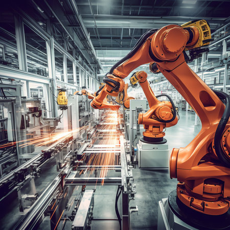 Generative AI : Automatic robot in a smart factory Assembly lineの素材