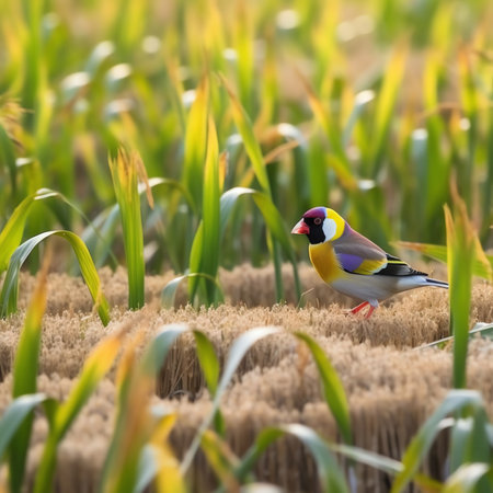 Generative AI : Beautiful multi colored Gouldian finch bird from Australiaの素材