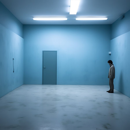 Generative AI : Before and After of Man Painting Roller to Reveal Newly Remodeled Room with Fresh Blue Paint and New Floorsの素材