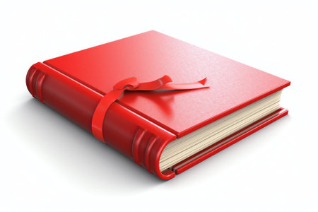 Generative AI : Blank red hardcover book isolated on white background with copy spaceの素材