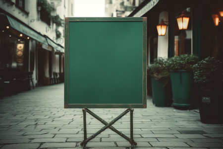Generative AI : Blank Green Road Sign Isolated Large White Frame Framed Roadside Signboard Copy Space Empty Signageの素材