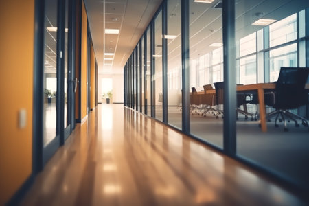 Generative AI : Blur focus of Fashion and modern office interiors Front view of a loft open space office interior Blur backgroundの素材