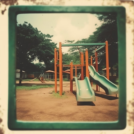 Generative AI : Blur kid playground outdoor park copy space blank for backgroundの素材
