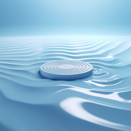 Generative AI : Blue water texture surface with rings ripples Spa concept backgroundの素材