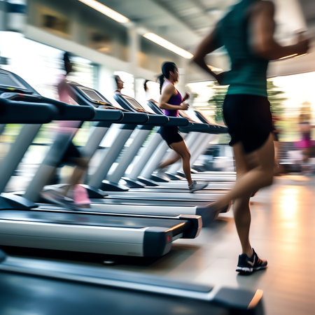 Generative AI : Blur gym background fitness center or health club with blurry sports exercise equipment for aerobic workout and bodybuildingの素材