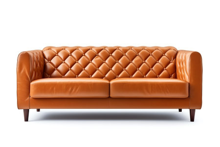 Generative AI : Brown quilted fabric classic sofa isolated on white background Series of furnitureの素材