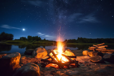 Generative AI : Camp Fire in Summerの素材