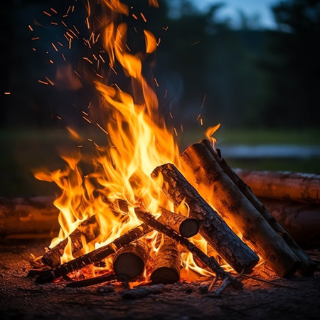 Generative AI : Camp Fire in Summerの素材