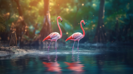Generative AI : Caribbean flamingosの素材