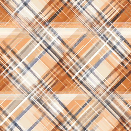 Generative AI : Checkered tablecloth or picnic texture plaid clothes Fabric geometric background retro textile design Orange and white plaidの素材