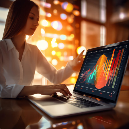 Generative AI : Checking the numbers Close up of young business people analyzing data using computer while working in the officeの素材