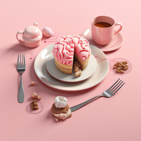 Generative AI : Chocolate Dessert Decadence Chocolate Cakes and BonBons Served on a Sweet Pink Plateの素材