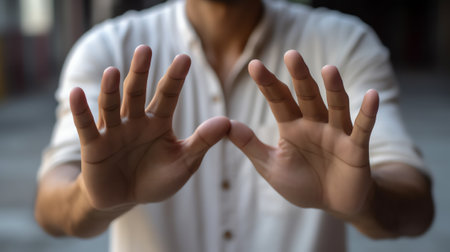 Generative AI : Christian man with open hands worship christian Eucharist Therapy Bless God Helping Repent Catholic Easter Lent Mind Pray Christian concept backgroundの素材