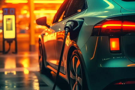 Generative AI : Closeup of an open fuel cars motor at a mechanicの素材