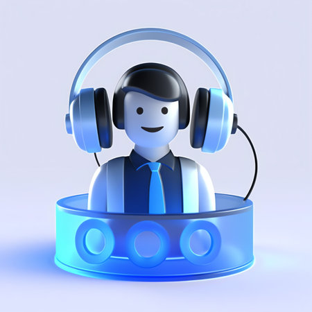 Generative AI : Communication support call center and customer service help desk VOIP headset for customer service support call center conceptの素材