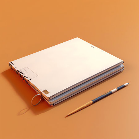 Generative AI : Copybook with maths formulas and pen on beige backgroundの素材